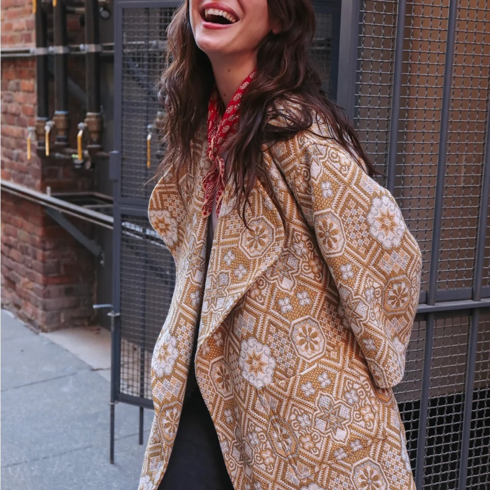 Oddbird Co Mosaic Coat - Mustard